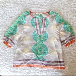 Anthropologie Silk Medallion Boho Blouse Small